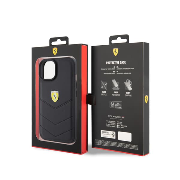 Ferrari tikattu metallilogo - iPhone 15 -kotelo (musta)