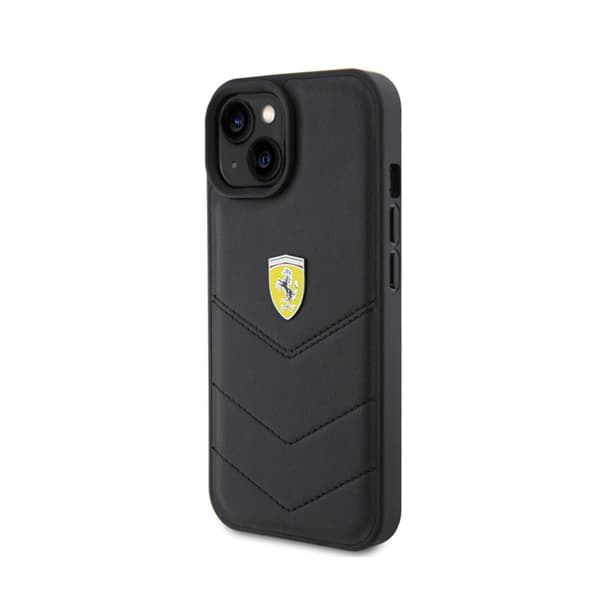 Ferrari tikattu metallilogo - iPhone 15 -kotelo (musta)