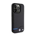 Pikkukuva 4 / 8: BMW Leather Carbon Blue Line - iPhone 15 Pro -kuori (musta)