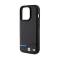 Pikkukuva 6 / 8: BMW Leather Carbon Blue Line - iPhone 15 Pro -kuori (musta)