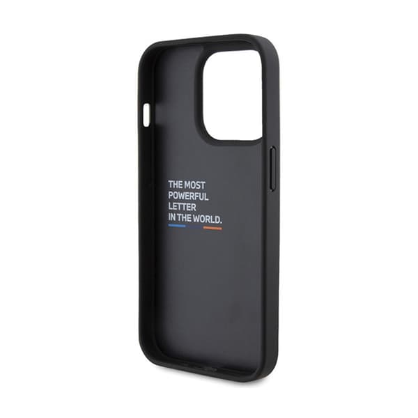 BMW Leather Carbon Blue Line - iPhone 15 Pro -kuori (musta)