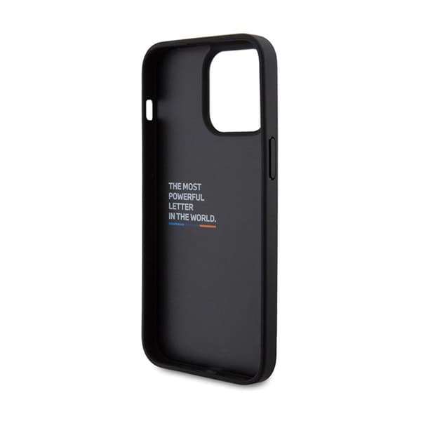 BMW Læder Carbon Blue Line - iPhone 15 Pro Max etui (sort)