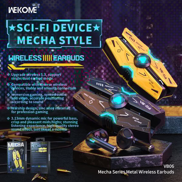 WEKOME VB06 Mecha Series - V5.3 TWS Langattomat Bluetooth-kuulokkeet latauskotelolla (Tarnish)