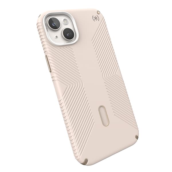 Speck Presidio2 Grip ClickLock & Magsafe - iPhone 15 Plus / iPhone 14 Plus-fodral (blekt ben / Heirloom Gold / Hassel Brown)