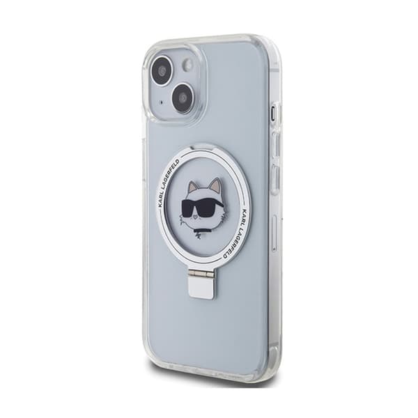 Karl Lagerfeld Sormusteline Choupette Head MagSafe - iPhone 15 -kotelo (valkoinen)