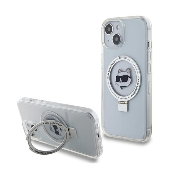 Karl Lagerfeld Sormusteline Choupette Head MagSafe - iPhone 15 -kotelo (valkoinen)