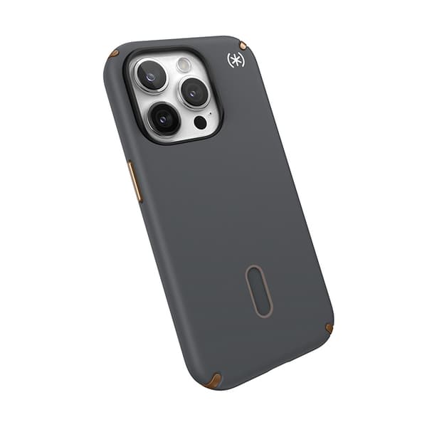Speck Presidio2 Pro ClickLock & MagSafe - iPhone 15 Pro -kotelo (hiilenharmaa / viileä pronssi)