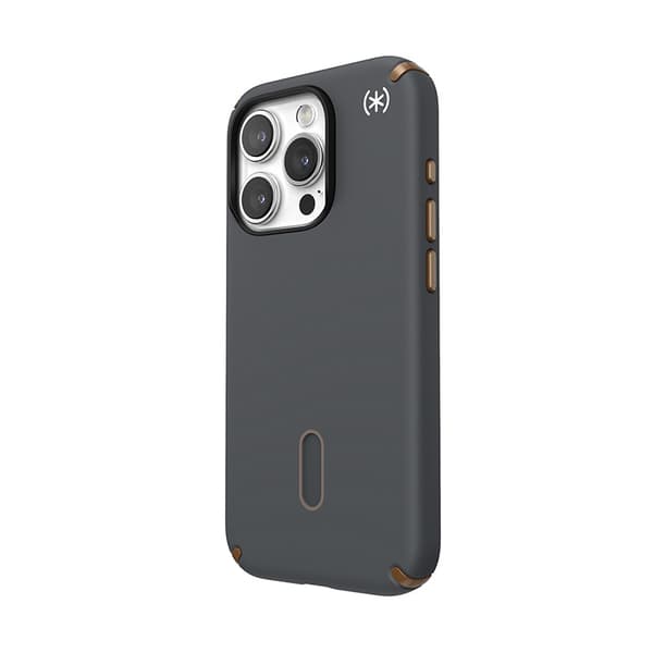 Speck Presidio2 Pro ClickLock & MagSafe - iPhone 15 Pro -kotelo (hiilenharmaa / viileä pronssi)