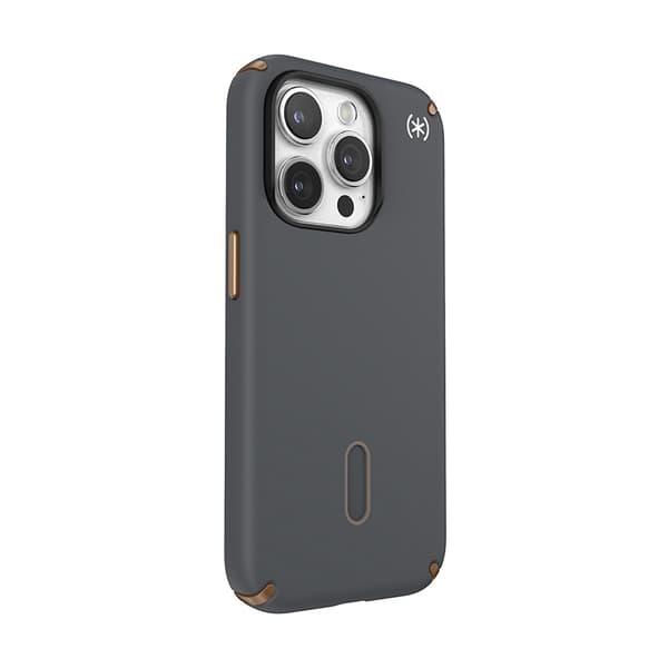 Speck Presidio2 Pro ClickLock & MagSafe - iPhone 15 Pro -kotelo (hiilenharmaa / viileä pronssi)
