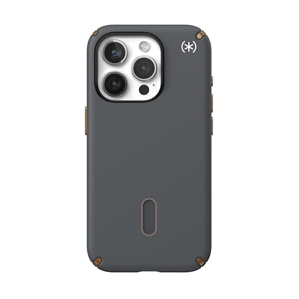 Speck Presidio2 Pro ClickLock & MagSafe - iPhone 15 Pro -kotelo (hiilenharmaa / viileä pronssi)