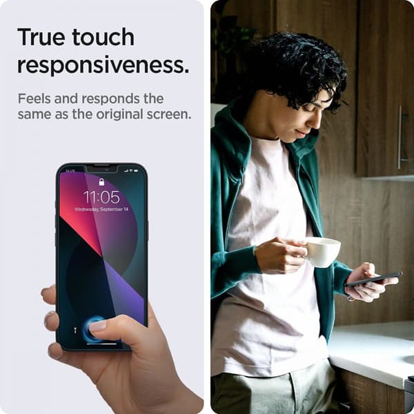 Spigen GLAS.TR EZ FIT Privacy 2-Pack - Hærdet glas med privatlivsfilter til iPhone 14 / iPhone 13 Pro / iPhone 13 2 stk.