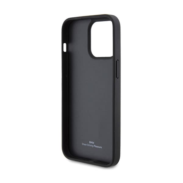 BMW læder diamantmønster - iPhone 15 Pro etui (sort)