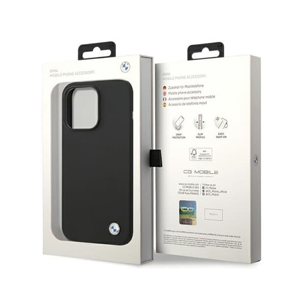 BMW Silicone Metal Logo - iPhone 15 Pro -kuori (musta)