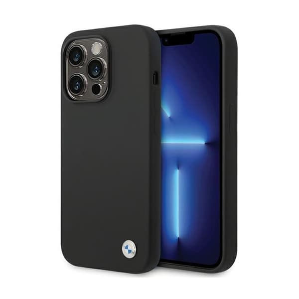 BMW Silicone Metal Logo - iPhone 15 Pro -kuori (musta)