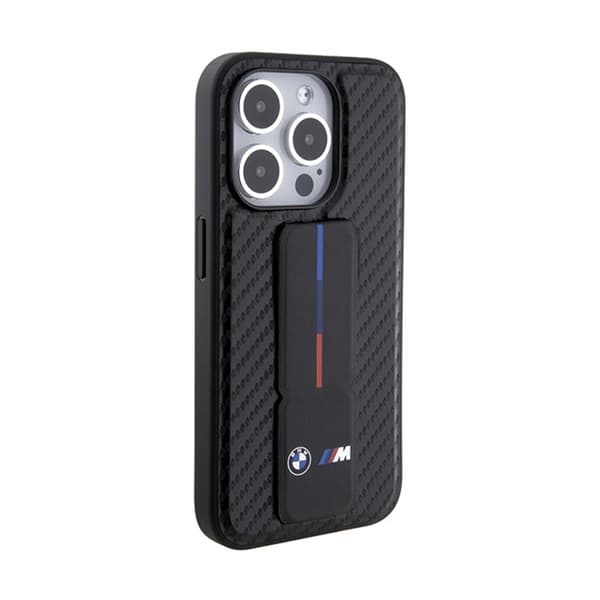 BMW Grip Stand Smooth & Carbon - iPhone 15 Pro -kotelo (musta)