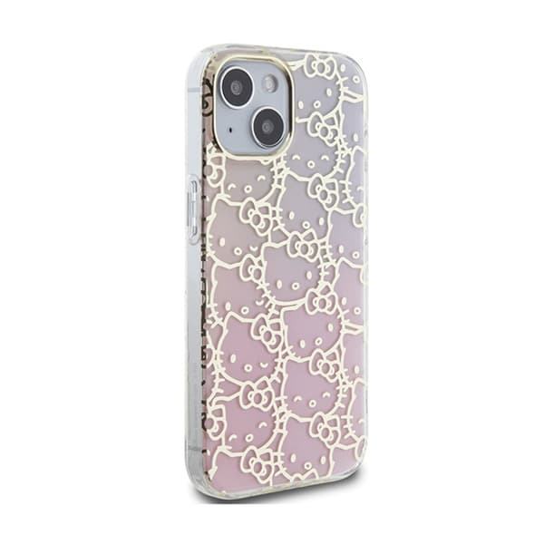 Hello Kitty IML Gradient Electrop Crowded Kitty Head - iPhone 15 -kotelo (vaaleanpunainen)