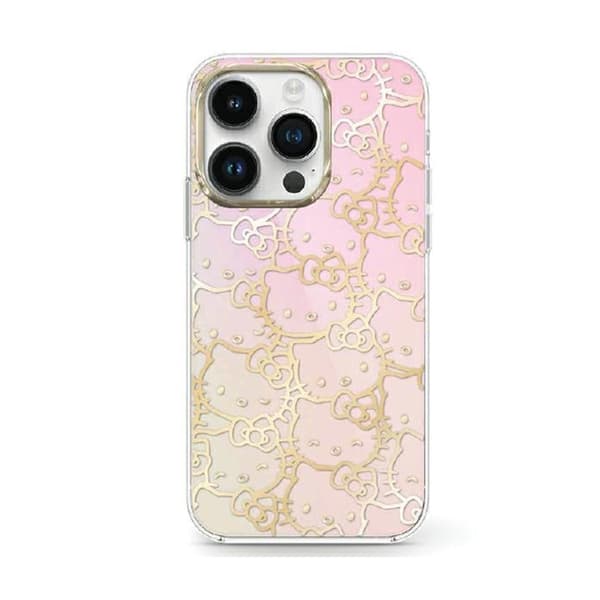 Hello Kitty IML Gradient Electrop Crowded Kitty Head - iPhone 15 -kotelo (vaaleanpunainen)