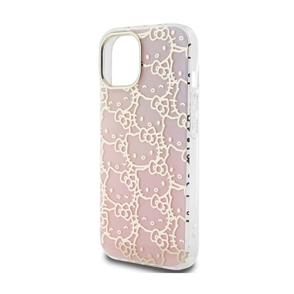 Hello Kitty IML Gradient Electrop Crowded Kitty Head - iPhone 15 -kotelo (vaaleanpunainen)