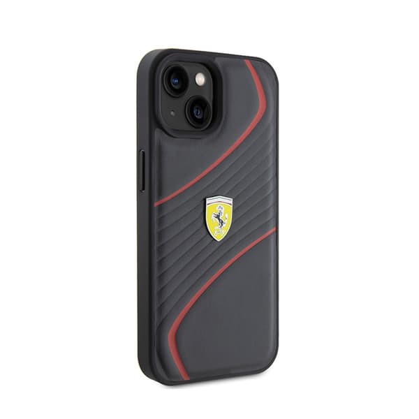 Ferrari Twist Metal -logo - iPhone 15 -kotelo (musta)
