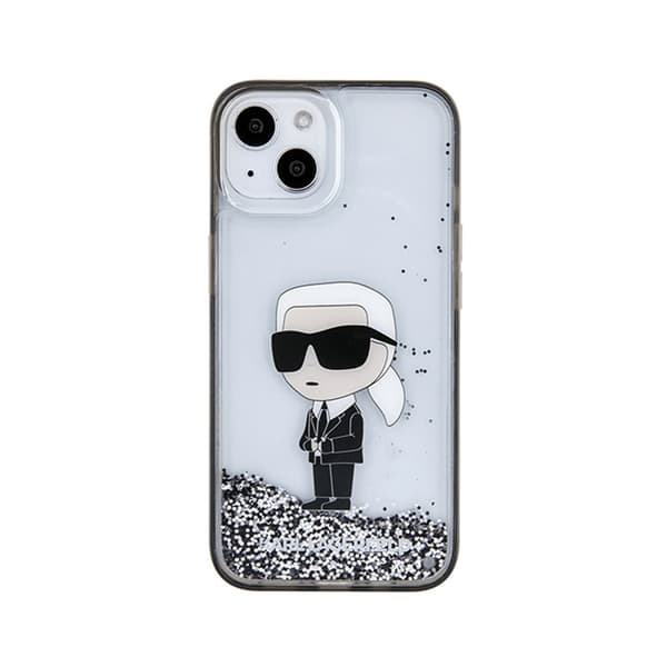 Karl Lagerfeld Liquid Glitter Ikonik - iPhone 15 -kotelo (läpinäkyvä)