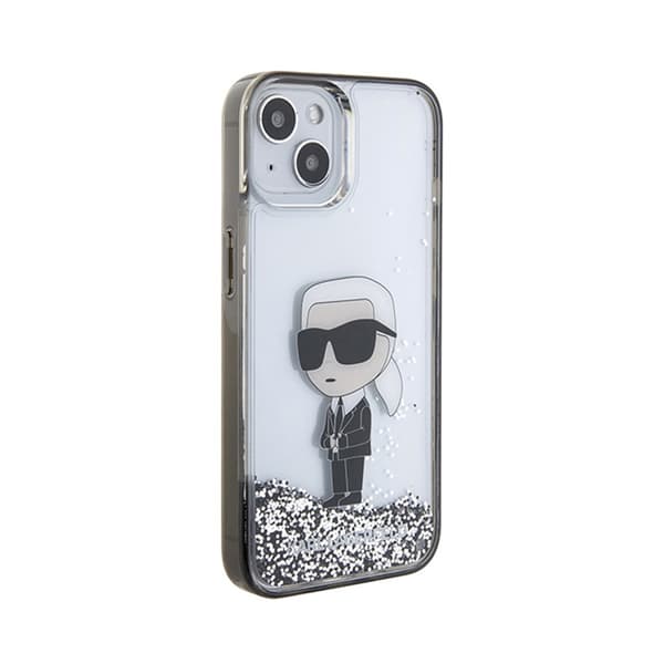 Karl Lagerfeld Liquid Glitter Ikonik - iPhone 15 -kotelo (läpinäkyvä)