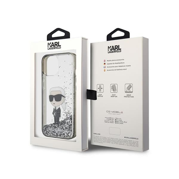 Karl Lagerfeld Liquid Glitter Ikonik - iPhone 15 -kotelo (läpinäkyvä)