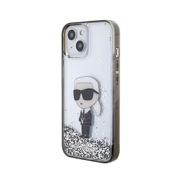 Karl Lagerfeld Liquid Glitter Ikonik - iPhone 15 -kotelo (läpinäkyvä)