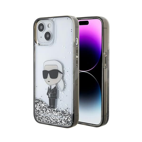 Karl Lagerfeld Liquid Glitter Ikonik - iPhone 15 -kotelo (läpinäkyvä)