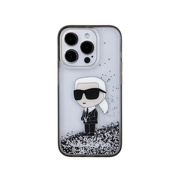 Karl Lagerfeld Liquid Glitter Ikonik - iPhone 15 Pro Cover (gennemsigtig)