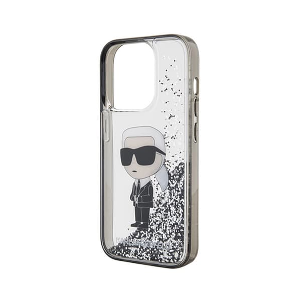 Karl Lagerfeld Liquid Glitter Ikonik - iPhone 15 Pro Cover (gennemsigtig)