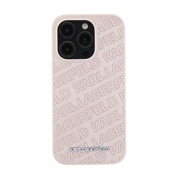 Karl Lagerfeld tikattu K-kuvio - iPhone 15 Plus -kotelo (vaaleanpunainen)