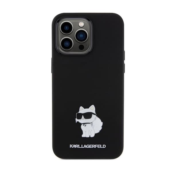 Karl Lagerfeld Silikone Choupette Metal Pin - iPhone 15 Pro etui (sort)