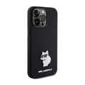 Miniatyrbillede 4 af 8: Karl Lagerfeld Silikone Choupette Metal Pin - iPhone 15 Pro etui (sort)
