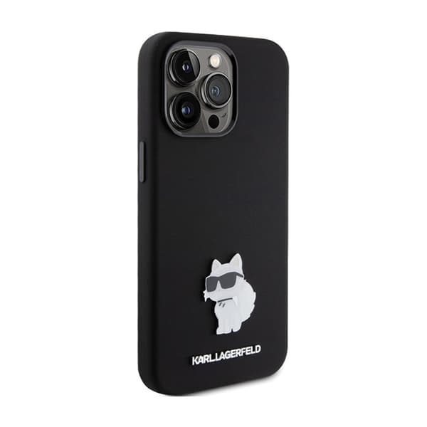Karl Lagerfeld Silikone Choupette Metal Pin - iPhone 15 Pro etui (sort)