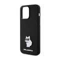 Miniatyrbillede 6 af 8: Karl Lagerfeld Silikone Choupette Metal Pin - iPhone 15 Pro etui (sort)