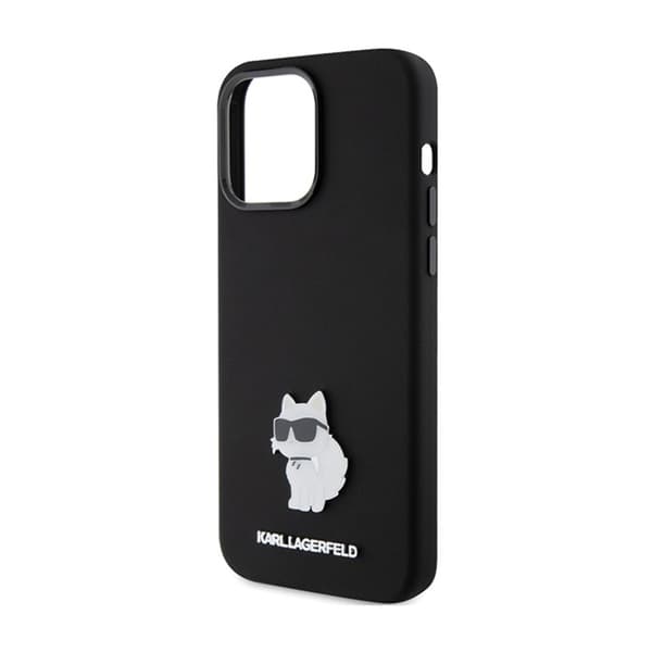 Karl Lagerfeld Silikone Choupette Metal Pin - iPhone 15 Pro etui (sort)