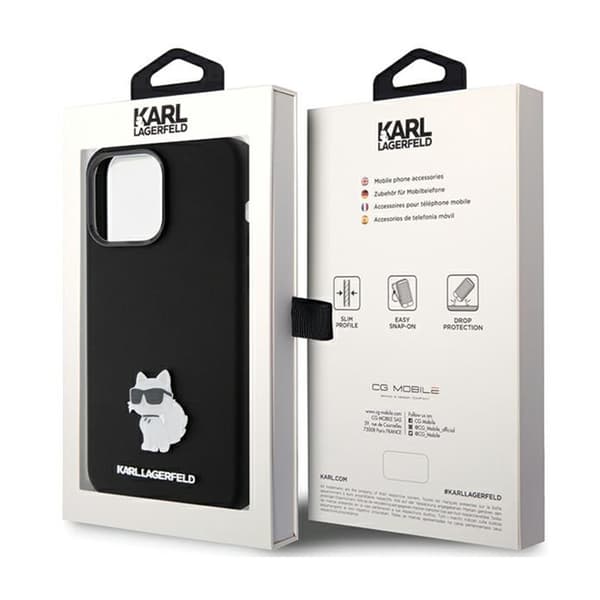 Karl Lagerfeld Silikone Choupette Metal Pin - iPhone 15 Pro etui (sort)