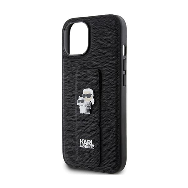Karl Lagerfeld Kädensija Saffiano Karl & Choupette Pins - iPhone 15 -kotelo (musta)