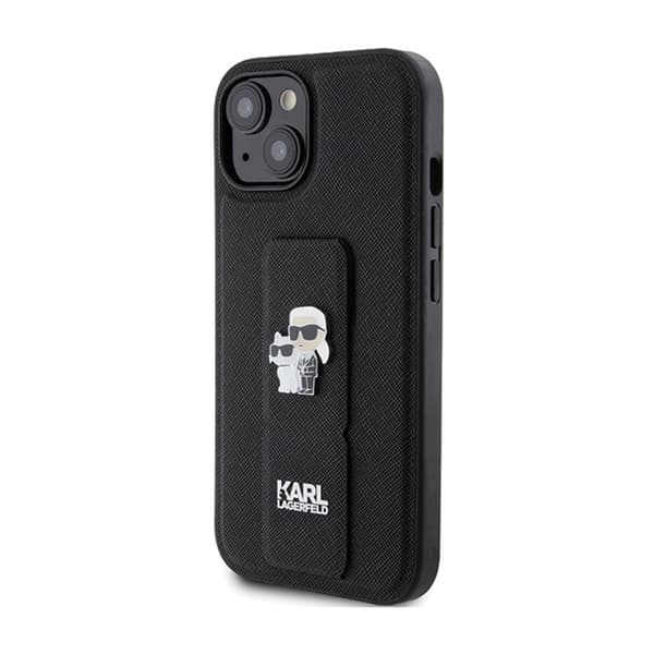 Karl Lagerfeld Kädensija Saffiano Karl & Choupette Pins - iPhone 15 -kotelo (musta)