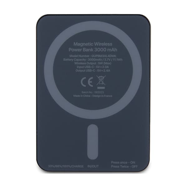 Guess Metal Script Logo MagSafe - Induktion Power Bank 3000 mAh 5W MagSafe (sort)