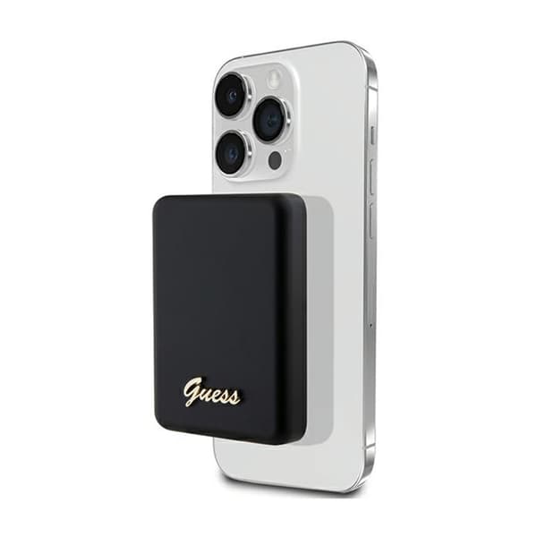 Guess Metal Script Logo MagSafe - Induktion Power Bank 3000 mAh 5W MagSafe (sort)