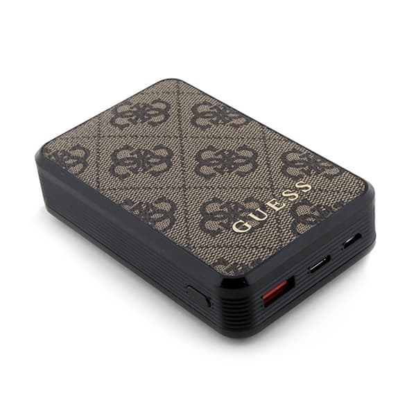 Guess 4G læder metallogo - Power Bank 10000 mAh 18W (brun)