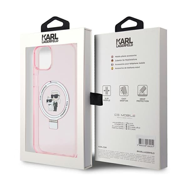 Karl Lagerfeld Sormusteline Karl & Choupette MagSafe - iPhone 15 Plus -kotelo (vaaleanpunainen)