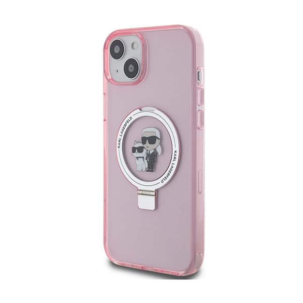 Karl Lagerfeld Sormusteline Karl & Choupette MagSafe - iPhone 15 Plus -kotelo (vaaleanpunainen)
