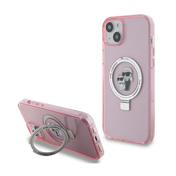 Karl Lagerfeld Sormusteline Karl & Choupette MagSafe - iPhone 15 Plus -kotelo (vaaleanpunainen)