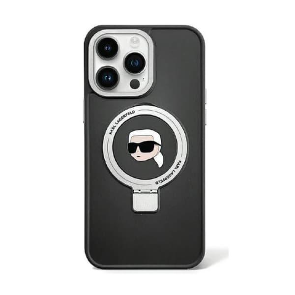 Karl Lagerfeld Sormusteline Karl Head MagSafe - iPhone 15 Plus -kotelo (musta)