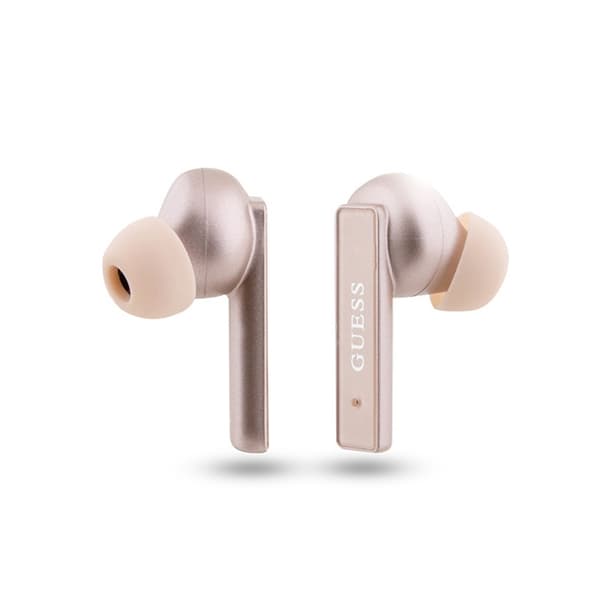 Guess trykt logo - TWS Bluetooth-øretelefoner + opladningsetui (pink)