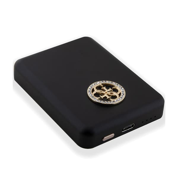 Guess 4G Strassed Metal Logo MagSafe - Induktion Power Bank 5000 mAh 15W MagSafe (sort)