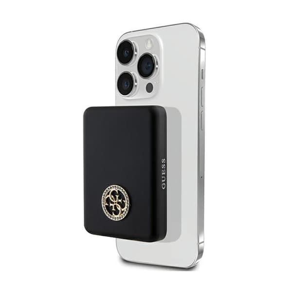 Guess 4G Strassed Metal Logo MagSafe - Induktion Power Bank 5000 mAh 15W MagSafe (sort)