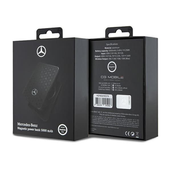 Mercedes Stars Pattern MagSafe - Induktion Power Bank 5000 mAh 15W MagSafe (sort)